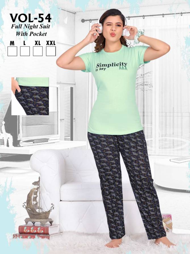 Ft 54 Night Wear Hosiery Cotton Wholesale Night Suits Collection